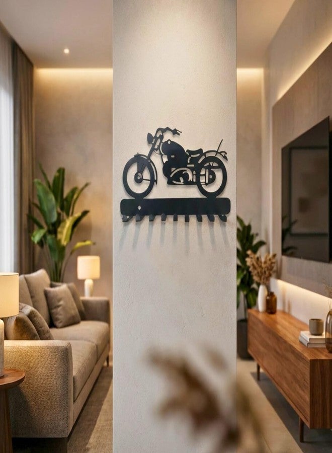 MEET DECOR Bike Metal Key Holder | Decorative Wall-Mounted Key Rack & Organizer for Entryway, Hallway, Kitchen | Sturdy Hanger for Keys & Accessories (25x15 cm, 9 Hooks) - Image 2